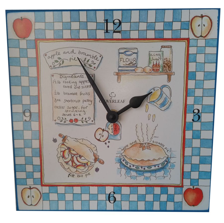 Ρολόι Τοίχου Quartz Clock / Cloverleaf Ξύλινο Θέμα Συνταγή Μηλόπιτας 20x20x1cm Etoile SQC-001C