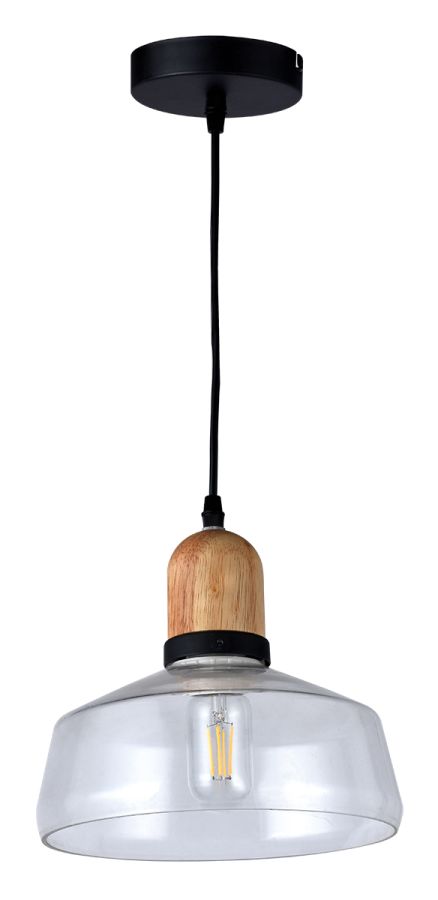 PDC 117 # 1/Φ ΔΙΑΦΑΝΟ ΓΥΑΛΙ ΚΑΜΠΑΝΑ ΜΕ ΞΥΛΟ ΛΕΠΤΟΜΕΡΕΙΑ Ε 27 ARlight 0084500