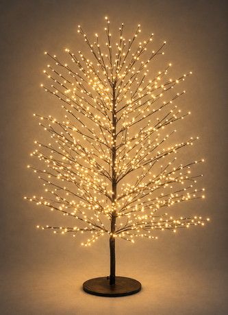 Μάυρο Φωτιζόμενο Δέντρο Με 2000 Led Copper Φωτάκια Θερμού Φωτισμού 2700 Kelvin ,Μετασχηματιστή ip44 Και Dimmer 180(h)cm Lianos 203656