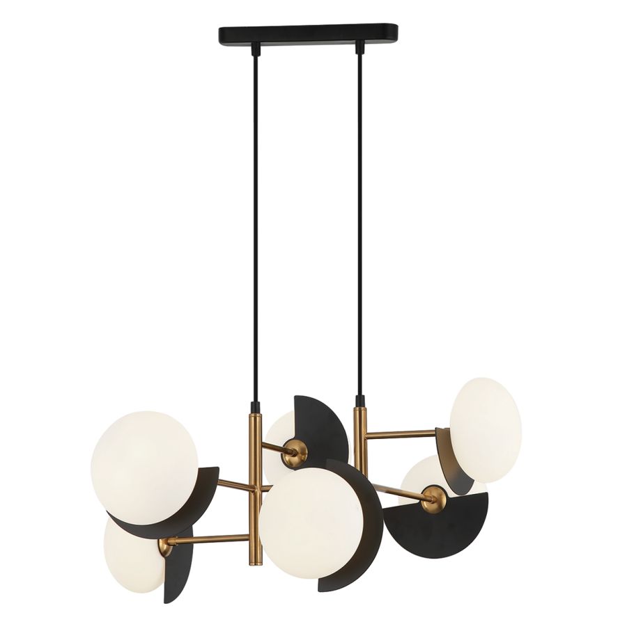 Φωτιστικό 6xG9 L620xH1810mm Μαύρο-Μπρονζέ Γυαλί Οπαλίνα Darcy Viokef 4292200