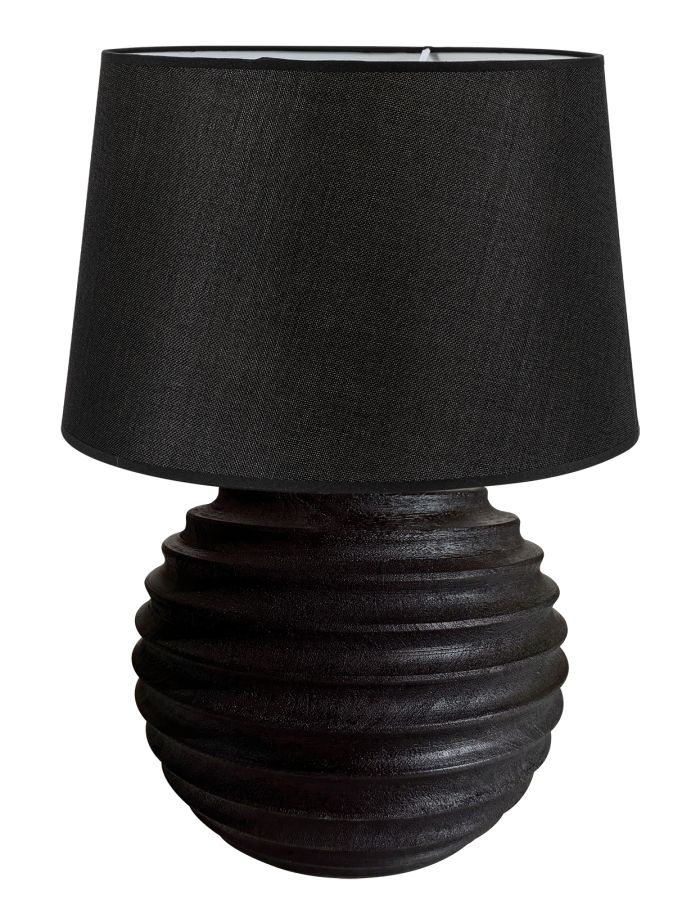 TLI 6333 40 BK ΕΠΙΤΡΑΠΕΖΙΑ ΛΑΜΠΑ ΞΥΛΙΝΗ ΣΤΡΟΓΓΥΛΗ ΜΕ ΡΑΒΔΩΣΕΙΣ & ΑΜΠΑΖΟΥΡ ΜΑΥΡΟ 1ΧΕ27 ARlight 02010039