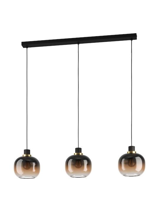 Κρεμαστό Φωτιστικό Μαύρο Τρίφωτη Ράγα 95xH110cm 3xE27 Eglo Oilella 99615