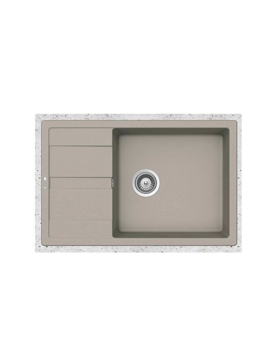 Νεροχύτης  Ένθετος M78xΠ50 εκ.Γρανίτης Concrete Beton Schock Cristalite Manhattan 30180-1451