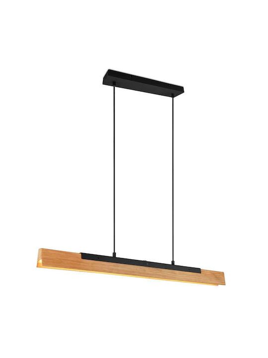 Φωτιστικό Κρεμαστό Ράγα L90x8,5xH150cm Smd Led 25w 3000lm 3000K Ξύλο-Μαύρο Ματ Trio Kerala 341610133