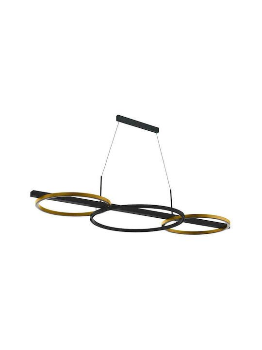 Φωτιστικό Κρεμαστό L96,5xH150cm Μαύρο-Χρυσαφί LED 3000K 1800lm Ρυθμιζόμενο Eglo Lanacera 390087