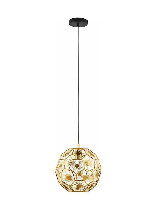 Κρεμαστό Φωτιστικό Μονόφωτο 30xH150cm 1xE27 σε Χρυσό Χρώμα Eglo Skoura 39754