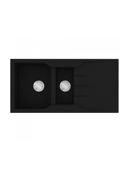 Νεροχύτης Κουζίνας 100x50cm Ένθετος σε ερμάριο 60cm Sanitec Ultra Granite 802-33-Nero