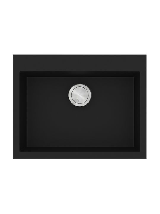 Νεροχύτης Κουζίνας 60x50cm Ένθετος Eρμάριο 60cm Sanitec Ultra Granite 809-33-Nero