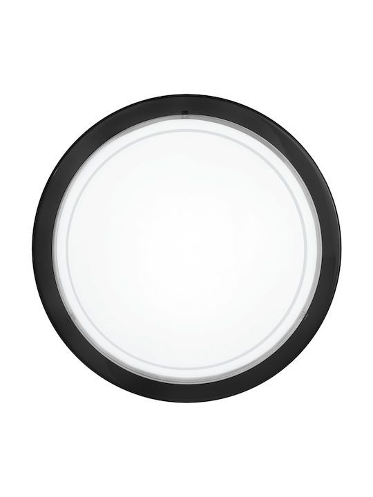 Eglo Planet Κλασική Γυάλινη Πλαφονιέρα Οροφής με Ντουί E27 σε Μαύρο χρώμα 29cm 83159