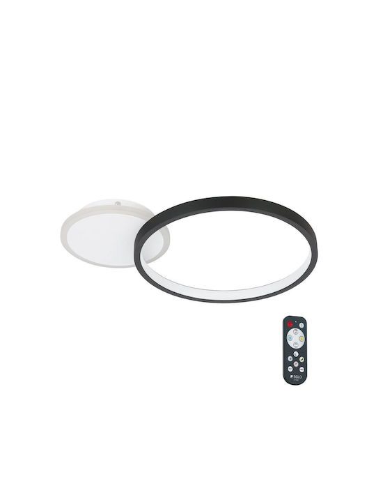 Πλαφονιέρα Οροφής Μαύρο 40,5cm LED 3000-6500Κ 2100lm Μνήμη,Tηλεχειριστήριο, Νυχτός Eglo Gafares 900421