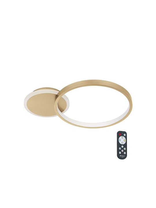Πλαφονιέρα Οροφής Χρυσαφί 40,5cm LED 3000-6500Κ 2100lm Μνήμη,Tηλεχειριστήριο, Νυχτός Eglo Gafares 900423