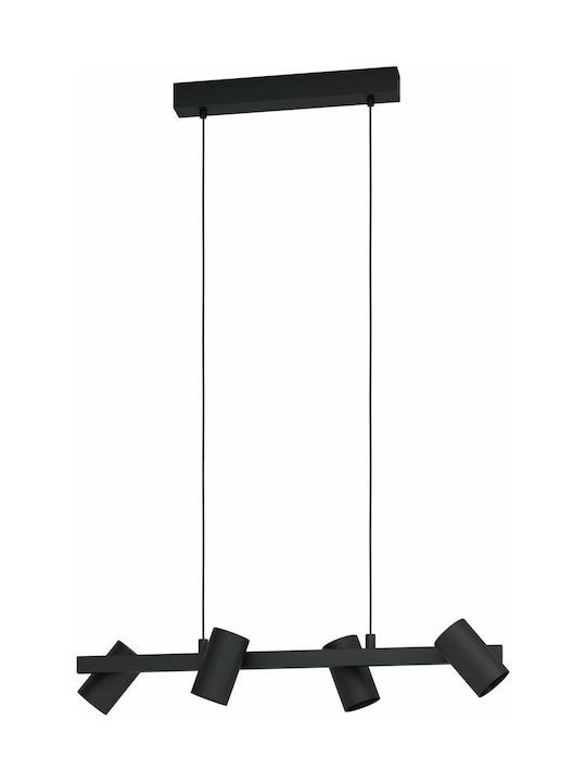 Eglo Gatuela 1 Μοντέρνο Κρεμαστό Φωτιστικό Πολύφωτο Ράγα σε Μαύρο Χρώμα 99463