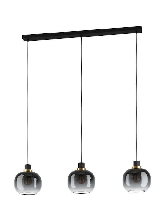 Κρεμαστό Φωτιστικό Μαύρο Τρίφωτη Ράγα 95xH110cm 3xE27 Eglo Oilella 99617