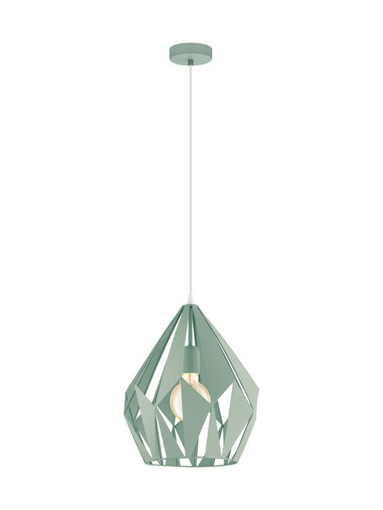 Eglo Carlton-P Μοντέρνο Κρεμαστό Φωτιστικό Μονόφωτο με Ντουί E27 σε Πράσινο Χρώμα 49026