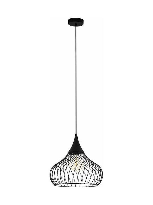 Eglo Staverton Μοντέρνο Κρεμαστό Φωτιστικό Μονόφωτο Πλέγμα με Ντουί E27 σε Μαύρο Χρώμα 43344
