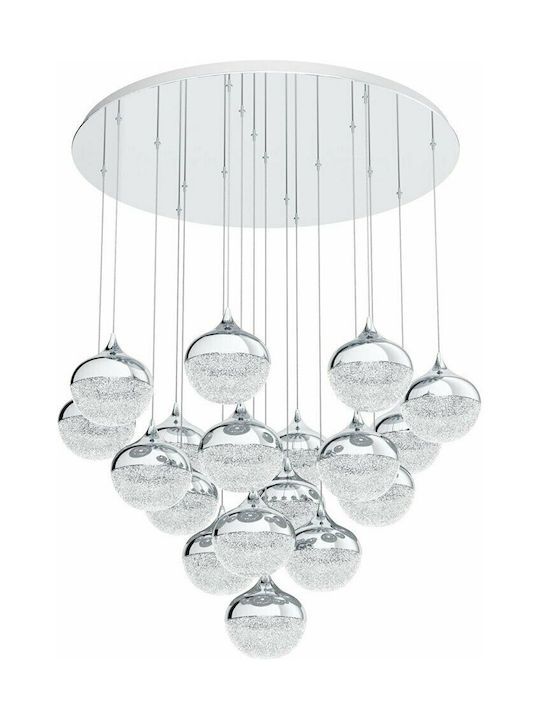 Κρεμαστό Φωτιστικό D81xH200cm LED 18x3,1w 3000K 460lm Χρώμιο-Λευκό Eglo Mioglia 39528