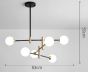 SE21-HA-6 HARUTO BLACK AND GOLD PENDANT OPAL 70x70x60cm E27x6 MAX60W IP20 2 YEARS WARRANTY HOMELIGHTING 77-50613