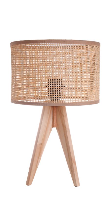 Επιτραπέζιο Φωτιστικό 24x36,5cm 1xE27 με Ξύλινη Βάση και Ψάθινο Καπέλο Etoile LM-414