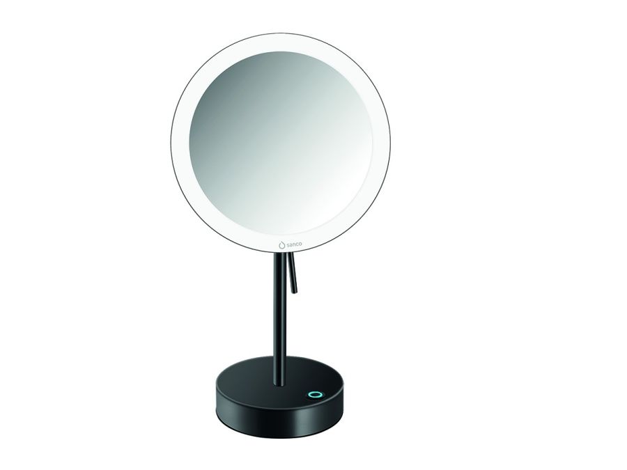 Καθρέπτης Μεγεθυντικός x3 Led Μπαταρίας 4xAA Επικαθήμενος Ø20xH36,5 cm Black Mat Sanco Cosmetic Mirrors MRLED-903-M116