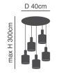 SE21-BL-4-5BL-SH2 ADEPT TUBE Black Pendant Grey Fabric Shade+ HOMELIGHTING 77-8517