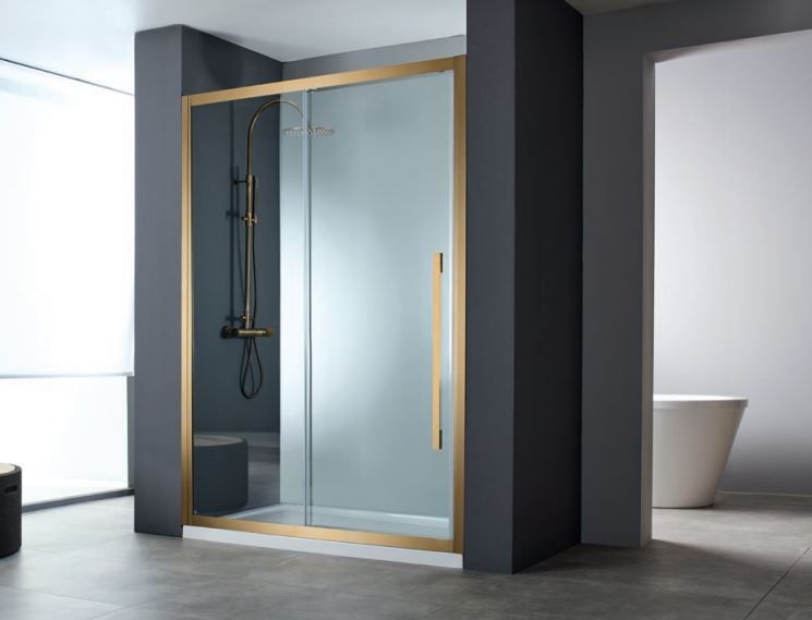 Πόρτα Ντουζιέρας Μ97-99 Υ200  εκ.Bronze Brushed PVD 1 Σταθερό+1 Συρόμενο, 6 χιλ.Clean Glass Devon Noxx Slider SLN100C-221 