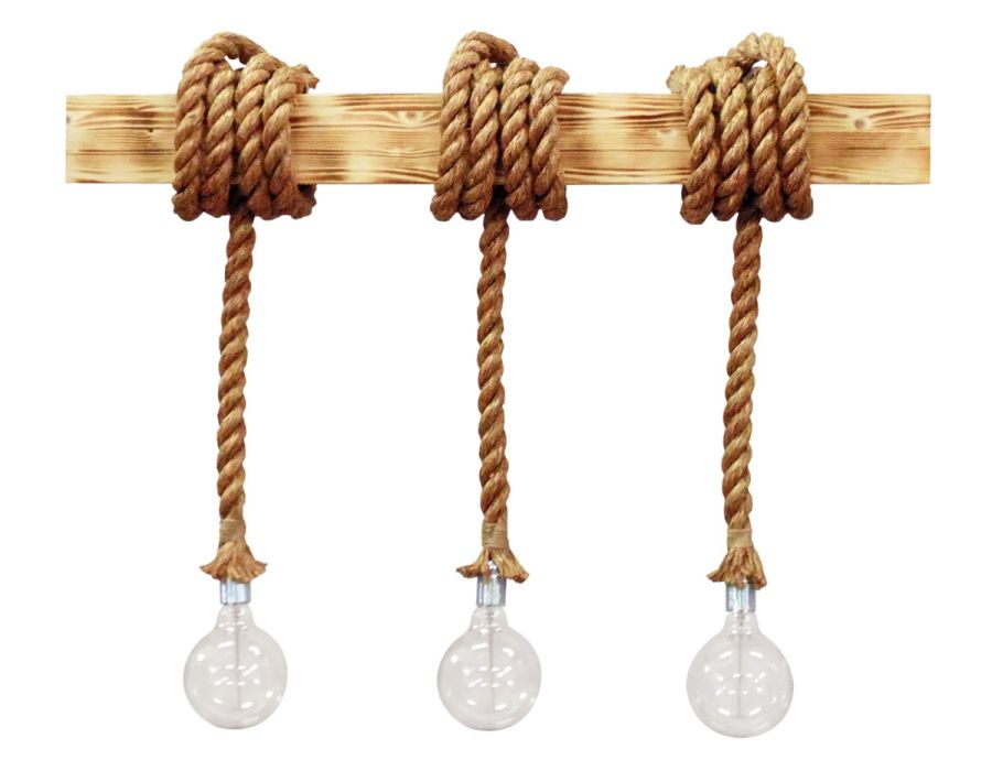 Φωτιστικό σχοινί - ξύλινη ράγα MR-10x10 3/L ROPE Heronia 31-0515