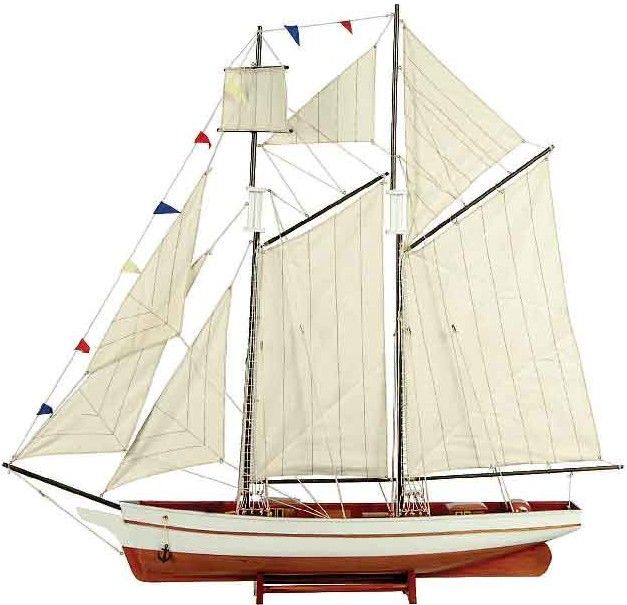 Ξύλινο Παραδοσιακό Καράβι 70cm ,Χρώμα Λευκό Καφέ Lianos 31097