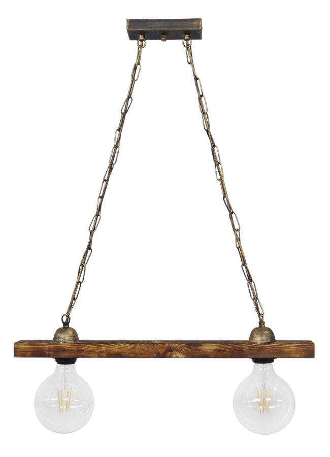 Ράγα μοντέρνο φωτιστικό Ε/27 RAGA 2L CHAIN WOOD Heronia 30-0065
