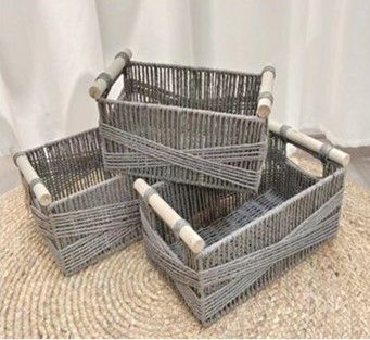 Σετ 3 Καλάθια Bamboo σε Γκρί  36x23x24cm,31x19x13cm &26x15x12cm Etoile AB-014B