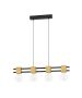 Φωτιστικό Κρεμαστό L85,5xH150cm Τετράφωτη Ράγα 4xE27 Μέταλλο Μαύρο -Ξύλο Eglo Levantara 390191