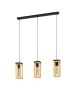 Φωτιστικό Κρεμαστό Τρίφωτο L800xB100xH1100mm 3xE27 Μέταλλο Μαύρο-Ξύλο Φυσικό Eglo Nafferton 43744