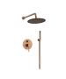 Orabella Terra Rose gold - Shower set εντοιχισμού με Μπαταρία λουτρού, εντοιχισμού 2 σημείων, κεφαλή Φ250 με βραχίονα και τηλέφωνο ντουζ με σπιράλ και επιτοίχειο στήριγμα 10274