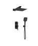 Orabella Elegance Black matt - Shower set εντοιχισμού με Μπαταρία λουτρού, εντοιχισμού 2 σημείων, κεφαλή 250x250 με βραχίονα και τηλέφωνο ντουζ με σπιράλ και επιτοίχειο στήριγμα 10305
