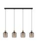 Φωτιστικό Κρεμαστό Τετράφωτο σε Ράγα L1300xΒ165xH1100mm 4xE27 Μαύρο-Μπρονζέ Ατσάλι, Γυαλί Μελί Eglo Chisle 43528