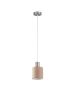 SE21-NM-4-SH3 ADEPT TUBE Nickel Matt Pendant Brown Fabric Shade+ HOMELIGHTING 77-8428