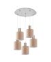 SE21-NM-4-5NM-SH3 ADEPT TUBE Nickel Matt Pendant Brown Fabric Shade+ HOMELIGHTING 77-8433