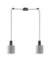 SE21-BL-4-BL2-SH2 ADEPT TUBE Black Pendant Grey Fabric Shade+ HOMELIGHTING 77-8515