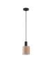 SE21-BL-4-SH3 ADEPT TUBE Black Pendant Brown Fabric Shade+ HOMELIGHTING 77-8519