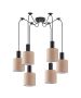 SE21-BL-4-BL6-SH3 ADEPT TUBE Black Pendant Brown Fabric Shade+ HOMELIGHTING 77-8520