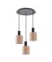 SE21-BL-4-3BL-SH3 ADEPT TUBE Black Pendant Brown Fabric Shade+ HOMELIGHTING 77-8523