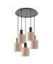 SE21-BL-4-5BL-SH3 ADEPT TUBE Black Pendant Brown Fabric Shade+ HOMELIGHTING 77-8524