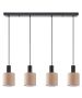 SE21-BL-4-4BL-SH3 ADEPT TUBE Black Pendant Brown Fabric Shade+ HOMELIGHTING 77-8525