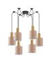 SE21-GM-4-BL6-SH3 ADEPT TUBE Gold Matt Pendant Brown Fabric Shade+ HOMELIGHTING 77-8611