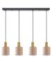 SE21-GM-4-4BL-SH3 ADEPT TUBE Gold Matt Pendant Brown Fabric Shade+ HOMELIGHTING 77-8616