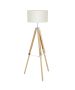 Φωτιστικό Δαπέδου Τρίποδο  Ø975xØ450xH1060-1430mm Μονόφωτο 1xE27 Μέταλλο-Ξύλο-Ύφασμα Μπεζ  Eglo Lantada 94324