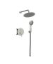 Orabella Terra Brushed nickel - Shower set εντοιχισμού με Μπαταρία λουτρού, εντοιχισμού 2 σημείων, κεφαλή Φ250 με βραχίονα και τηλέφωνο ντουζ με σπιράλ και επιτοίχειο στήριγμα 10318