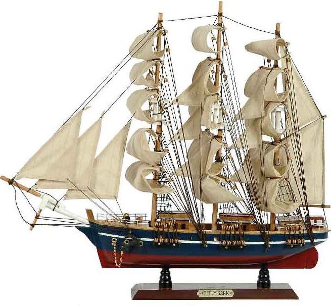 Ξύλινο Παραδοσιακό Καράβι 90 x 16 x 75 (H) cm ,Χρώμα Μπλέ-Κόκκινο Lianos 31115