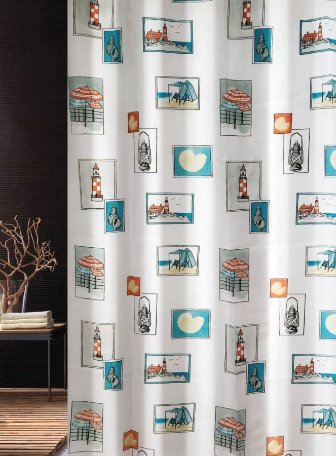 Κουρτίνα Μπάνιου Μ180xΥ200εκ. Υφασμάτινη Polyester Joy Bath Seaside Multi 002-000008