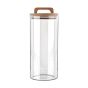 Δοχείο Αποθήκευσης Γυάλινο 1300ml 10x10xΗ22cm Καπάκι Ξύλο Ακακίας Estia Home Art 01-17491