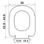 Κάλυμμα Λεκάνης Λευκό Βακελιτικό Soft Close Passepartout για Ideal Standard Linda I.S Οπές 12,6-18,3εκ.  Μ42,80-44,6 εκ. Π36εκ. Elvit 0264